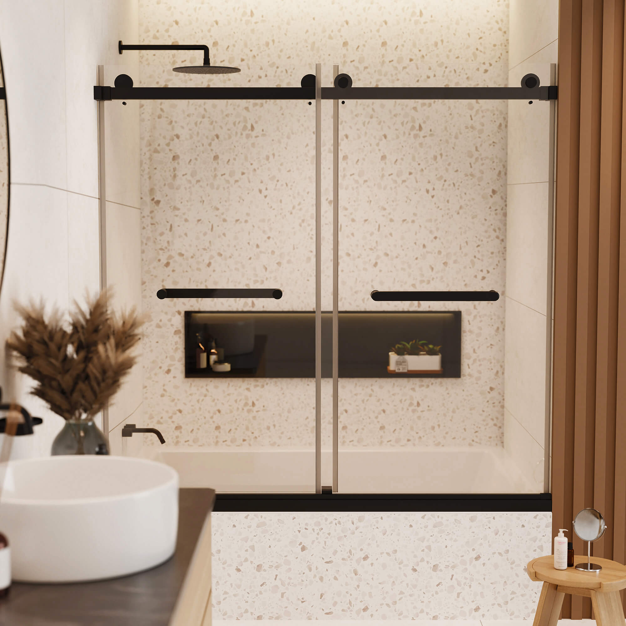 Tub Door Double Sliding Frameless
